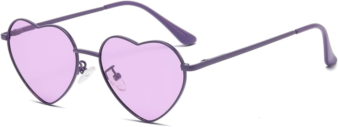 

Женские поляризованные солнцезащитные очки JOVAKIT в форме сердца, модный стиль, металлическая оправа, линзы с защитой от УФ-излучения UV400, C8 All Purple/Clear Purple