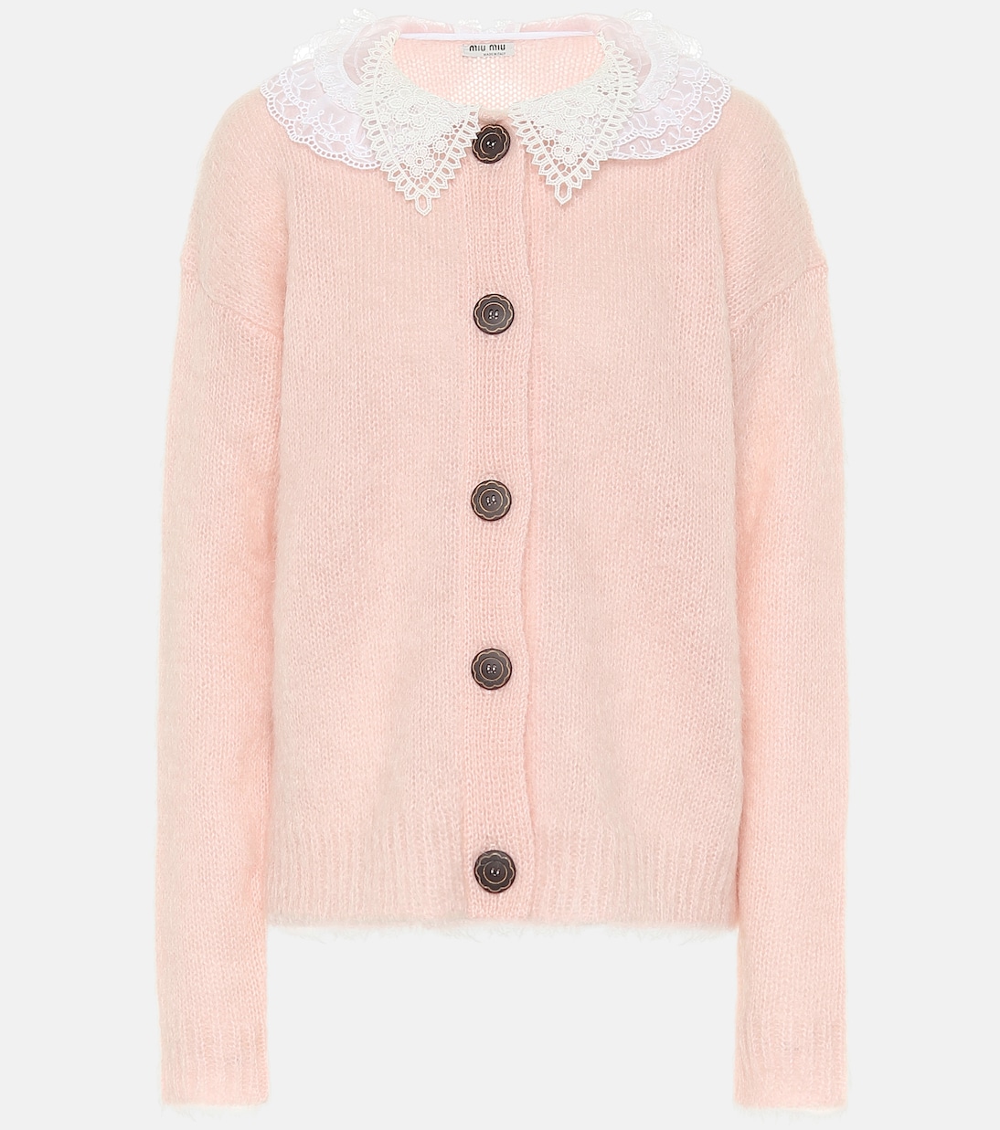 

Кардиган из мохера с кружевной отделкой Miu Miu, Petalo