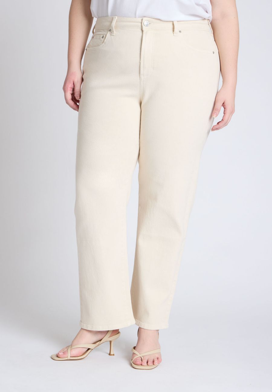 

Женские джинсы прямого кроя Naomi Comfort Stretch больших размеров ELOQUII, Ecru