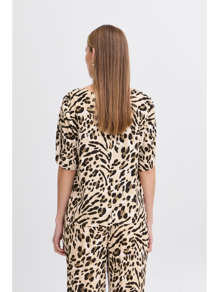 

Блузка с короткими рукавами IHMARRAKECH, стандартный крой, цвет Caribou Animal Aop ICHI