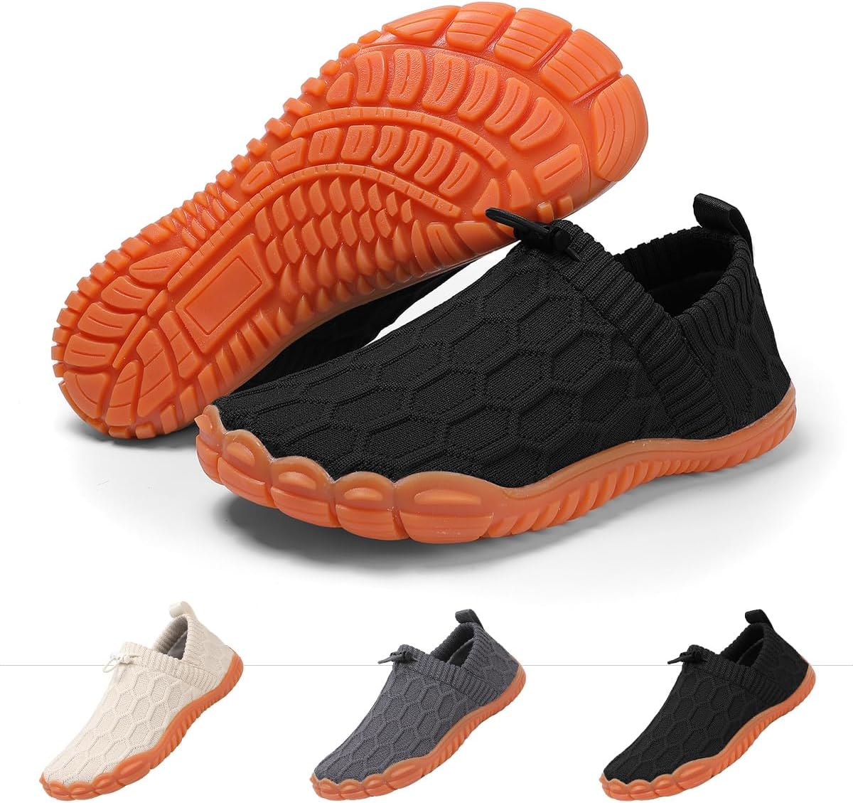 

Кроссовки для воды, минималистичные прогулочные туфли, быстро сохнущие дышащие сетчатые, подошва из нескользящей резины, широкий носок, для пляжа, бега и походов на открытом воздухе Suxiaur, черный