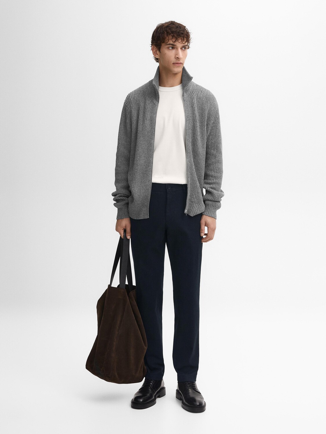 

Кардиган с воротником-стойкой Massimo Dutti, серый