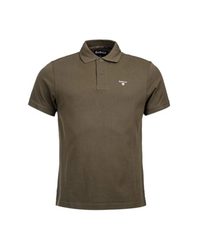 

Рубашка-Поло из пике с клетчатой отделкой Barbour, зеленый