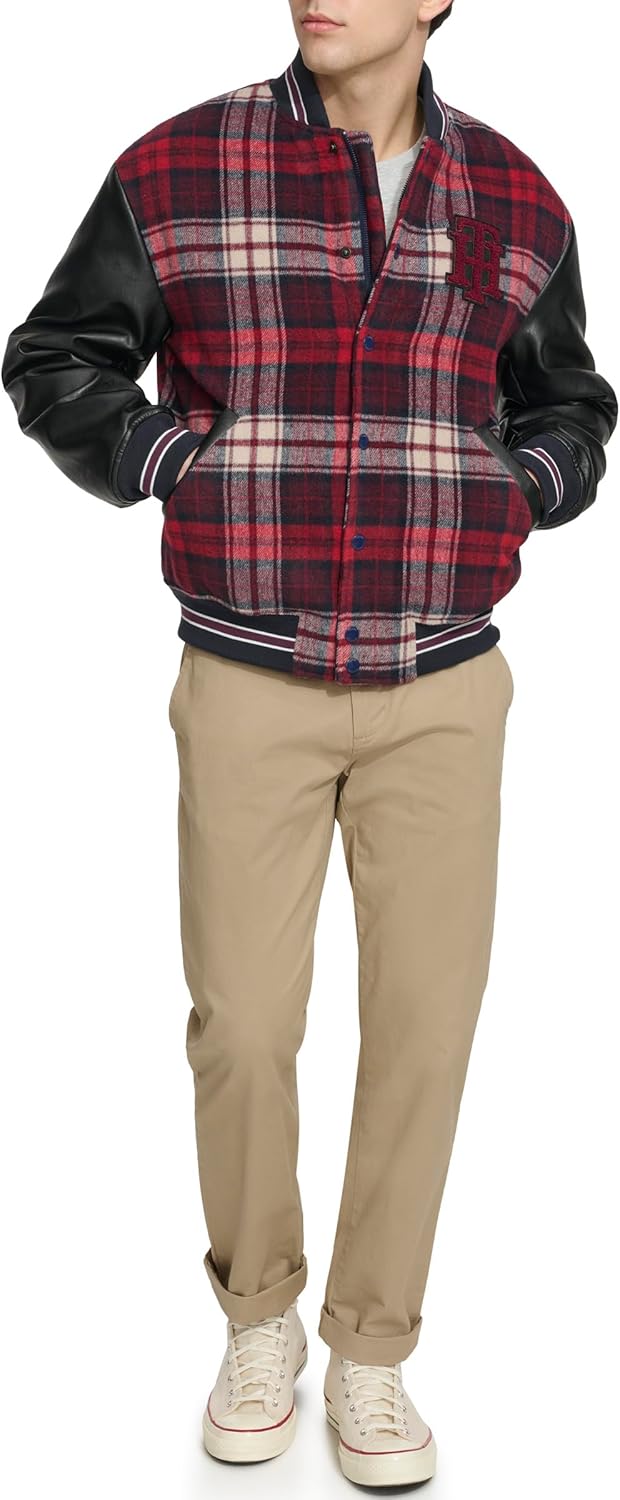 Мужская куртка-бомбер Tommy Hilfiger Mens из смешанной ткани от Tommy Hilfiger, Red Plaid — фото 2