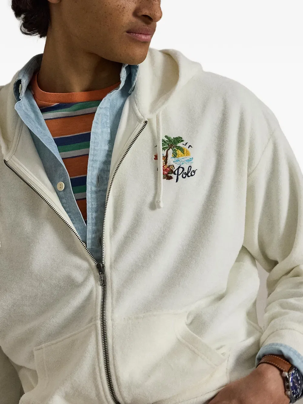 Худи с вышивкой Polo Ralph Lauren, нейтральный — фото 4