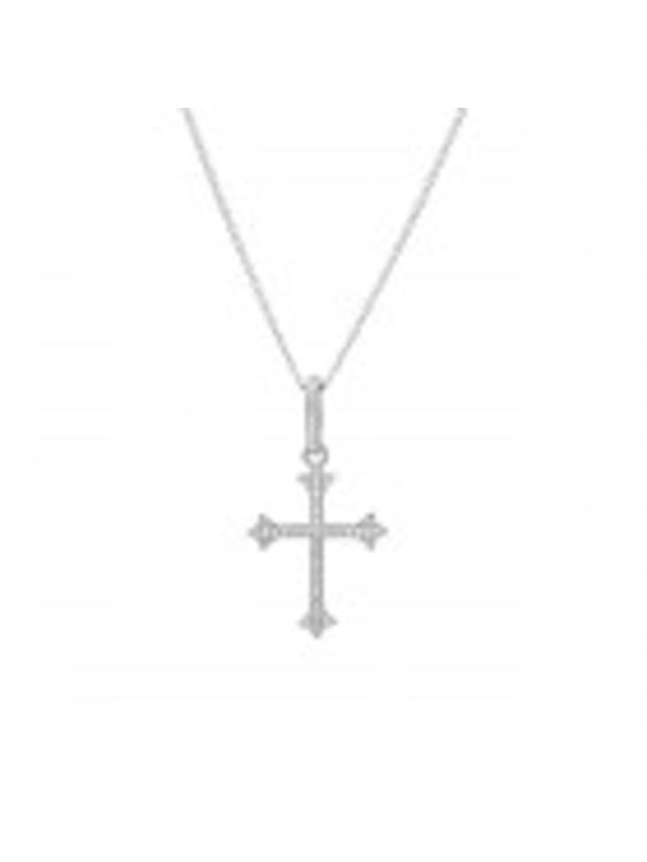

Alexander York Колье с подвеской в виде креста и кубическим цирконием из серебра 925 пробы, комплект из двух частей в серебряной оправе