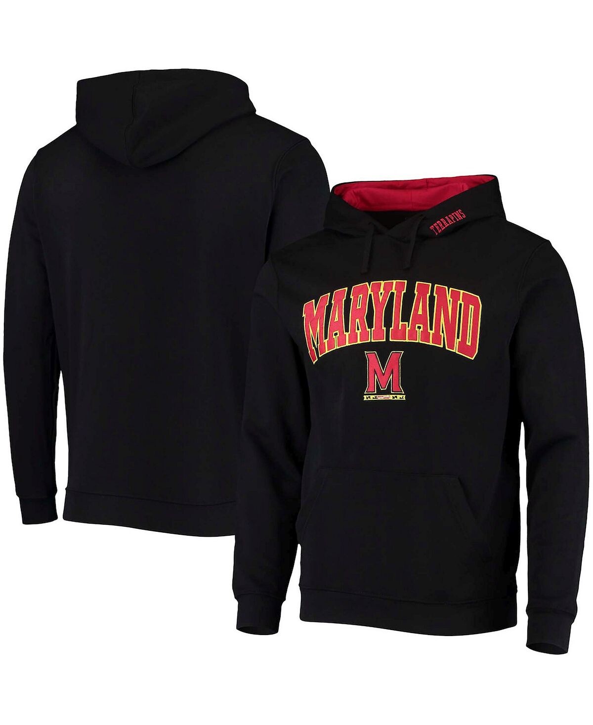 

Мужской черный пуловер с капюшоном Maryland Terrapins Arch Logo 3.0 Colosseum