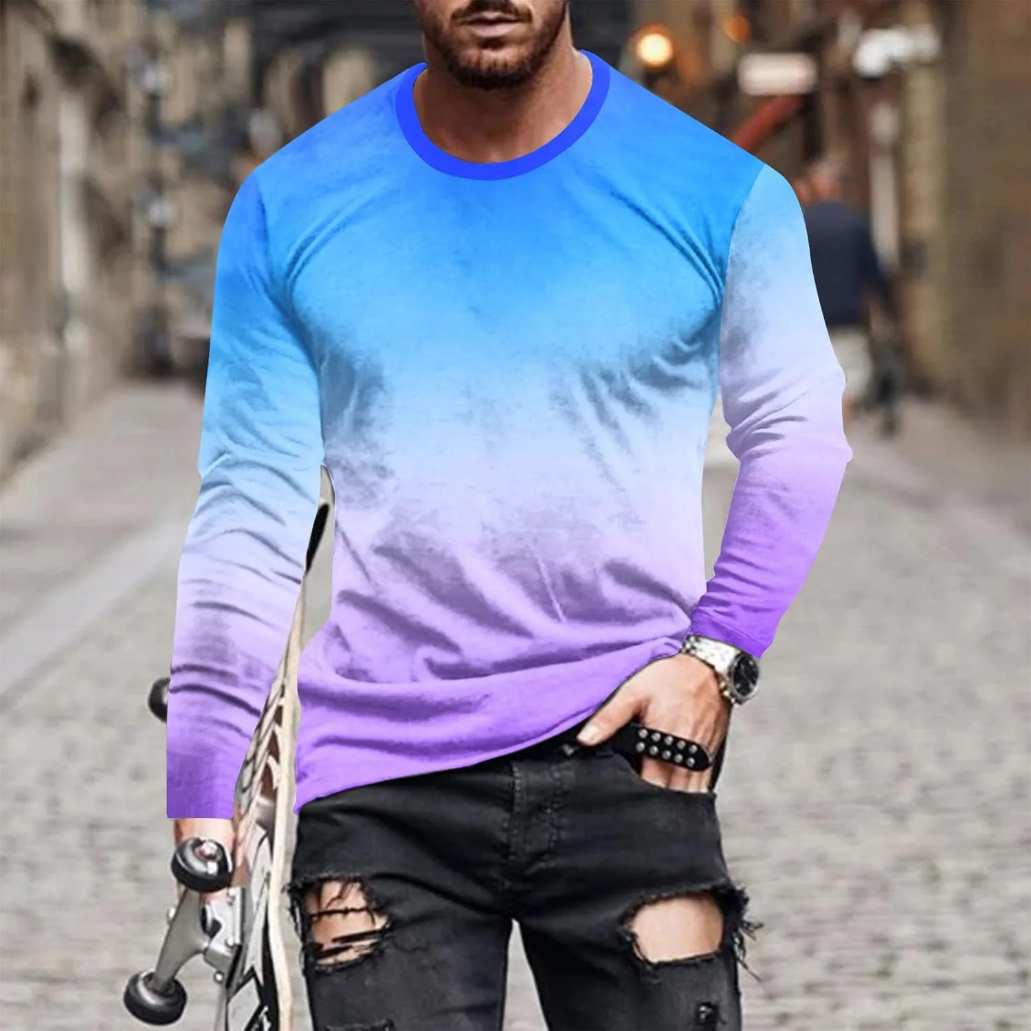 Мужская футболка с длинным рукавом Casual Fall Crewneck — фото 2
