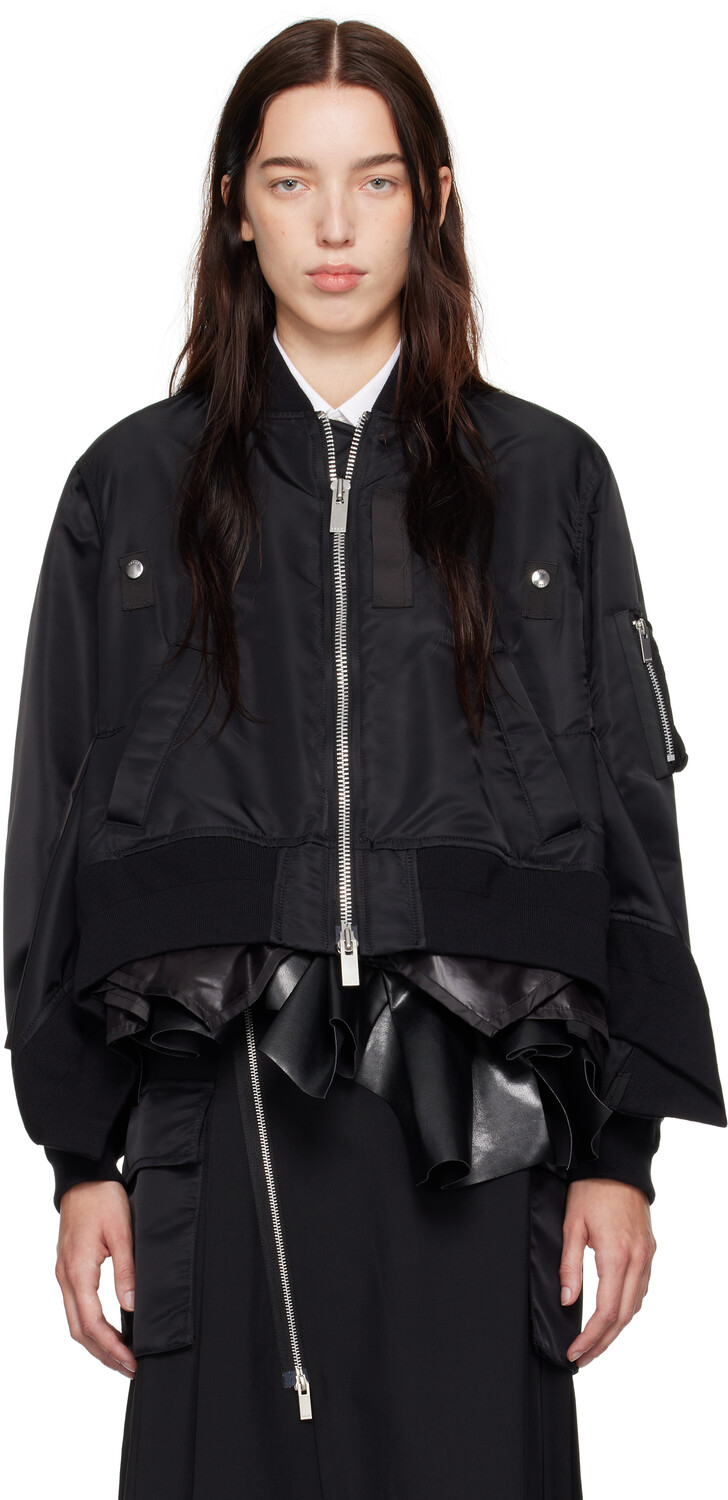 

Куртка-бомбер из нейлонового твила sacai, черный