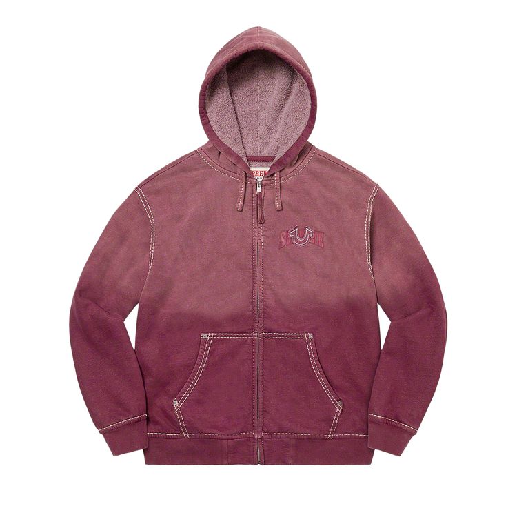 

Толстовка Supreme x True Religion Zip Up Hooded Sweatshirt 'Eggplant', красный