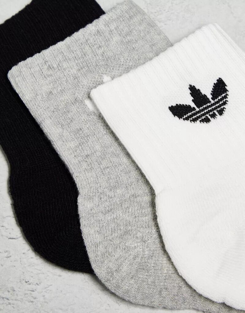 Комплект из трех носков adidas Originals белого, серого и черного цвета — фото 2