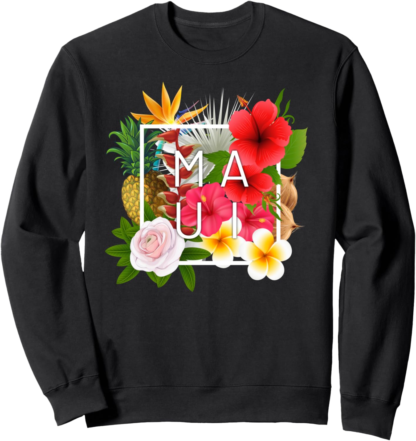 

Футболка с надписью «Мауи» и цветами - сувенир с Гавайских островов Family Heritage Gifts, черный