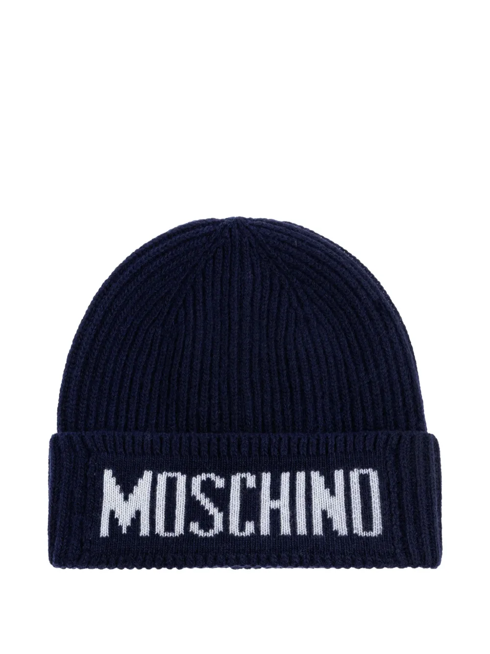 

Ребристая шапка-бини с логотипом Moschino, синий