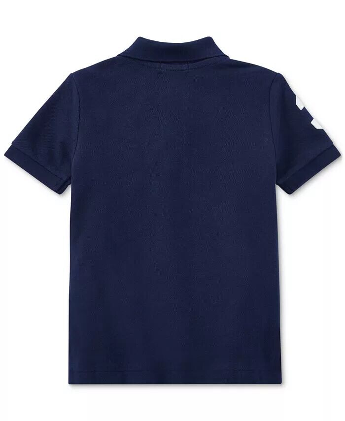 Поло с короткими рукавами и хлопковой сеткой Big Boys Big Pony Polo Ralph Lauren, синий — фото 3