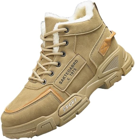 

Мужские осенне-зимние туристические ботинки Hhhchpm - с плюшевой подкладкой для тепла, дышащие и с нескользящей подошвой для походов, альпинизма и прогулок на улице, хаки