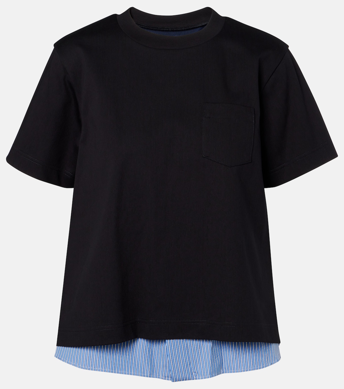 

Многослойная хлопковая футболка Sacai, NavyxBlue Stripe