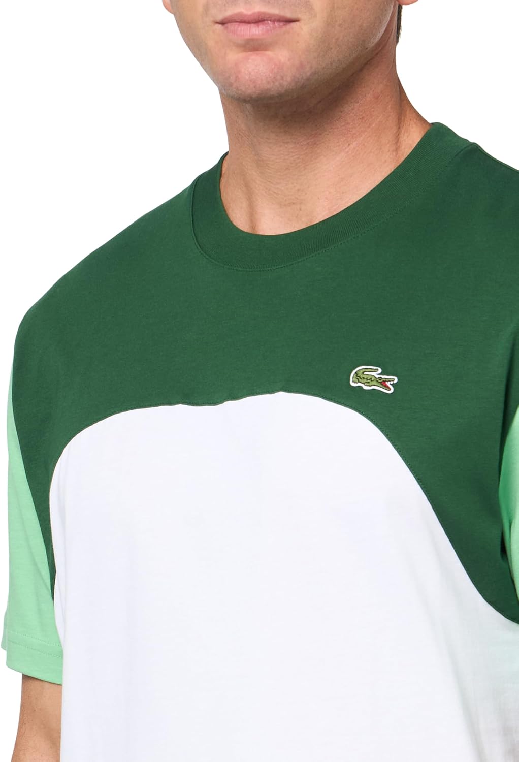 Мужская футболка Lacoste Classic Fit Colorblock, White, Green, & Liamone — фото 3