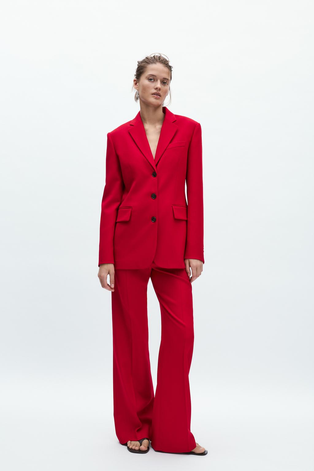 

Прямой блейзер ZARA, цвет Bright red