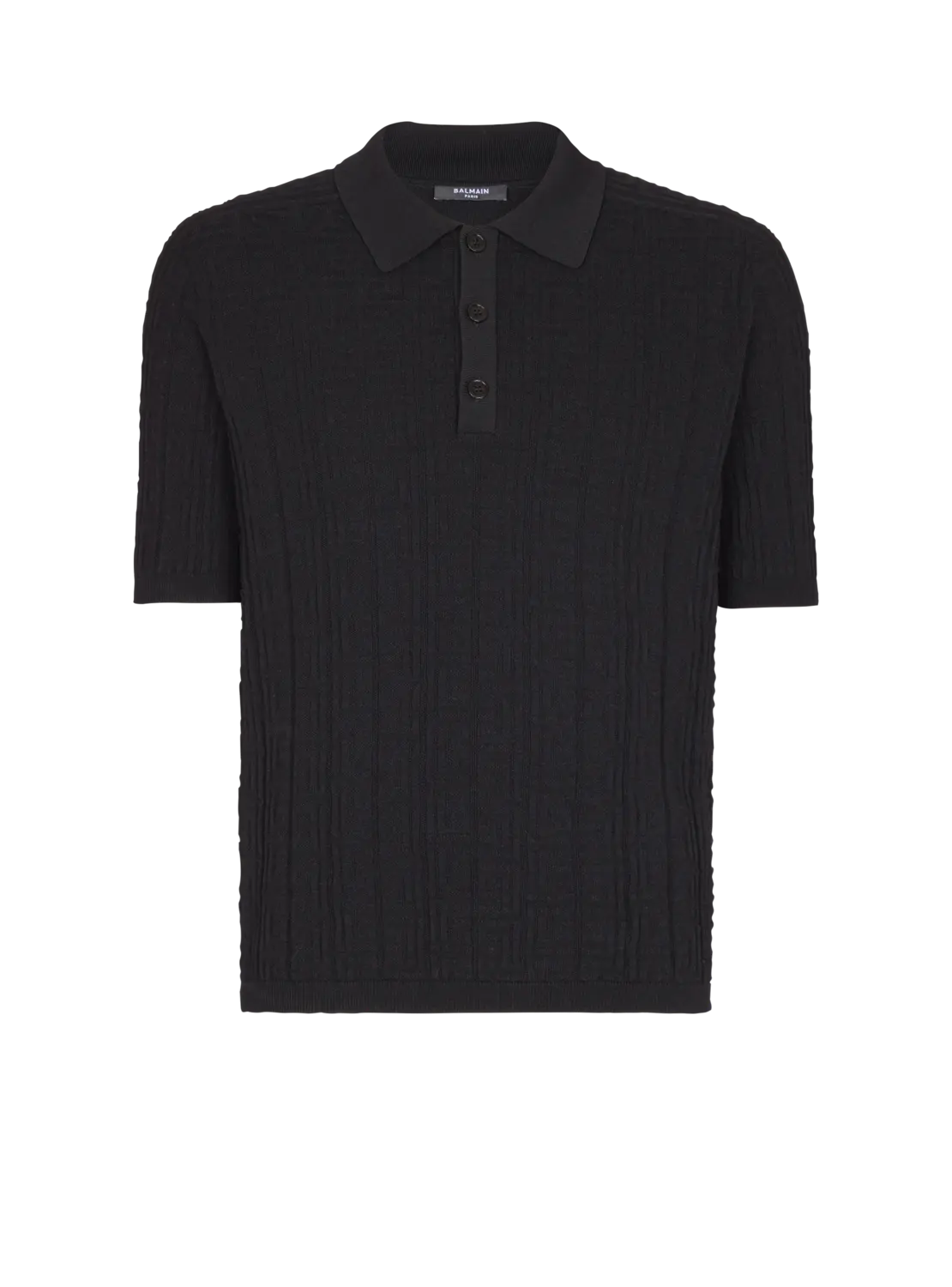 

Вязаная футболка-поло с монограммой BALMAIN, черный