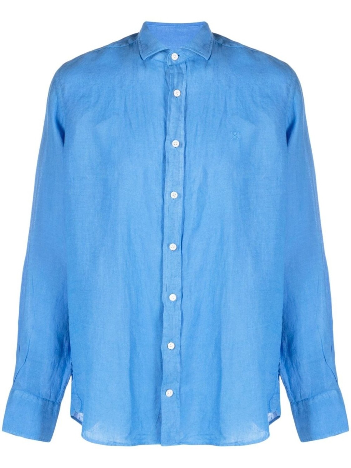 

Hackett льняная рубашка с вышитым логотипом, синий