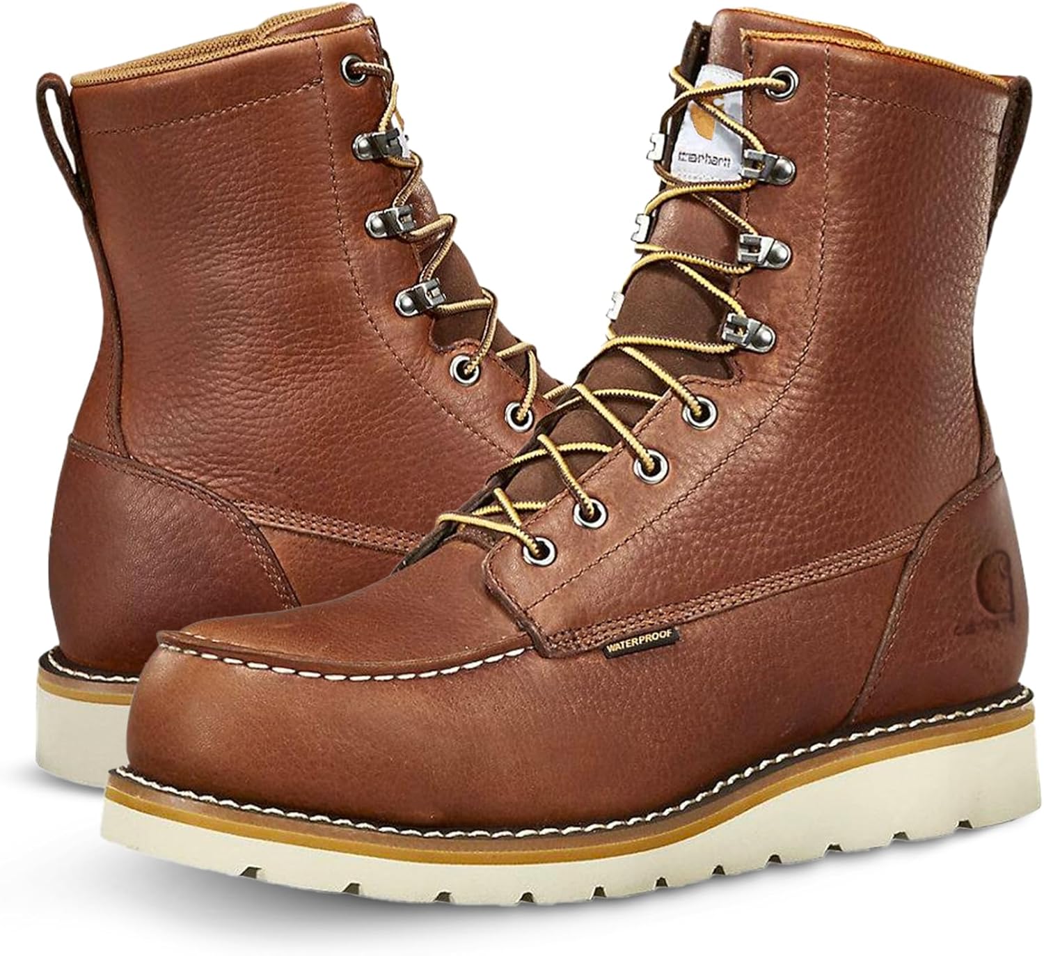 

Carhartt мужские водонепроницаемые 8-дюймовые мокасины со стальным носком и клиновидной подошвой для строительных работ, Red/Brown