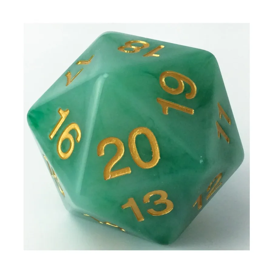 

d20 55 мм — зеленый мраморный (ограниченная серия Spindown), Dice - Jumbo Opaque (Koplow)