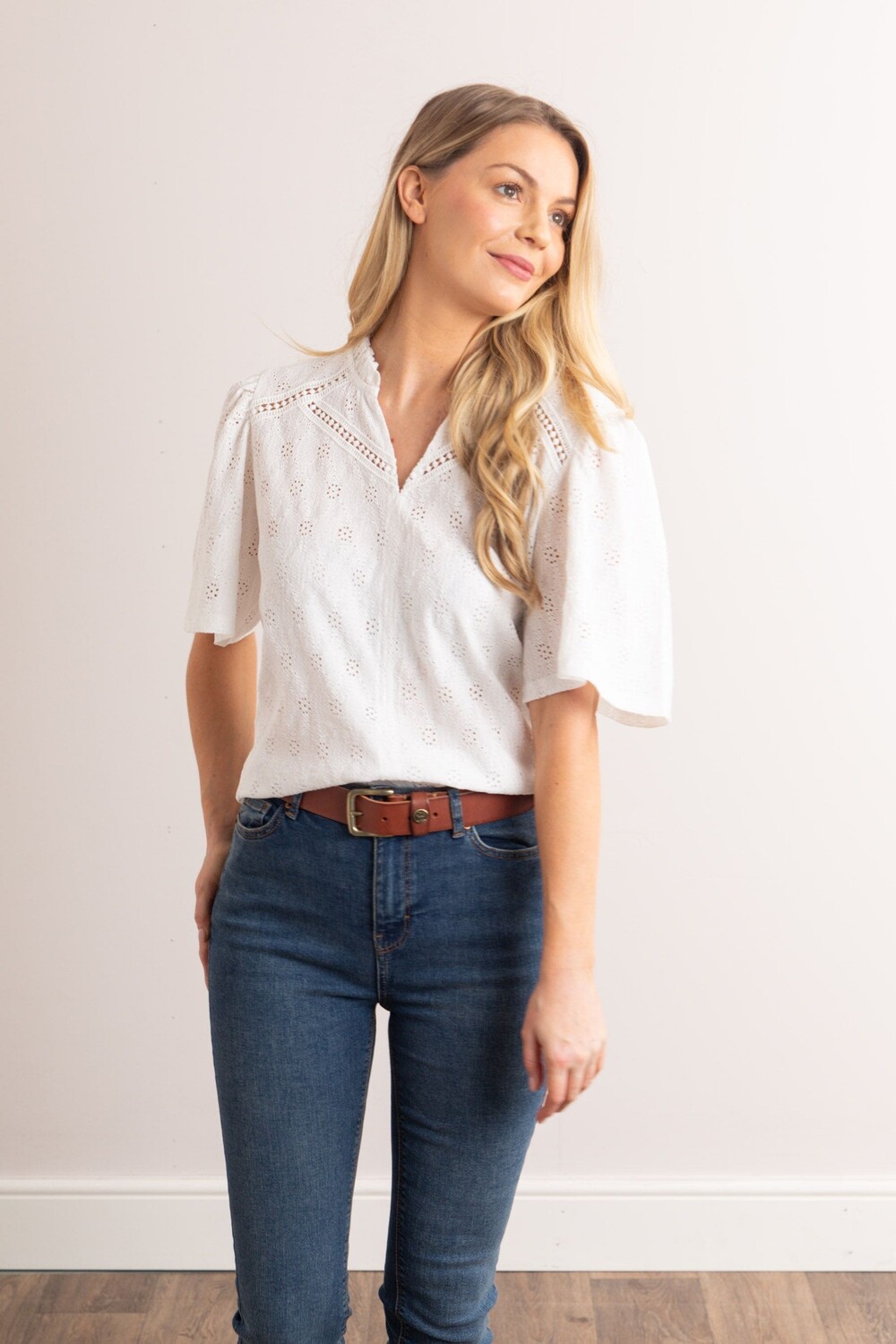 

Sasha блузка с короткими рукавами и пуантами Lakeland Clothing, белый