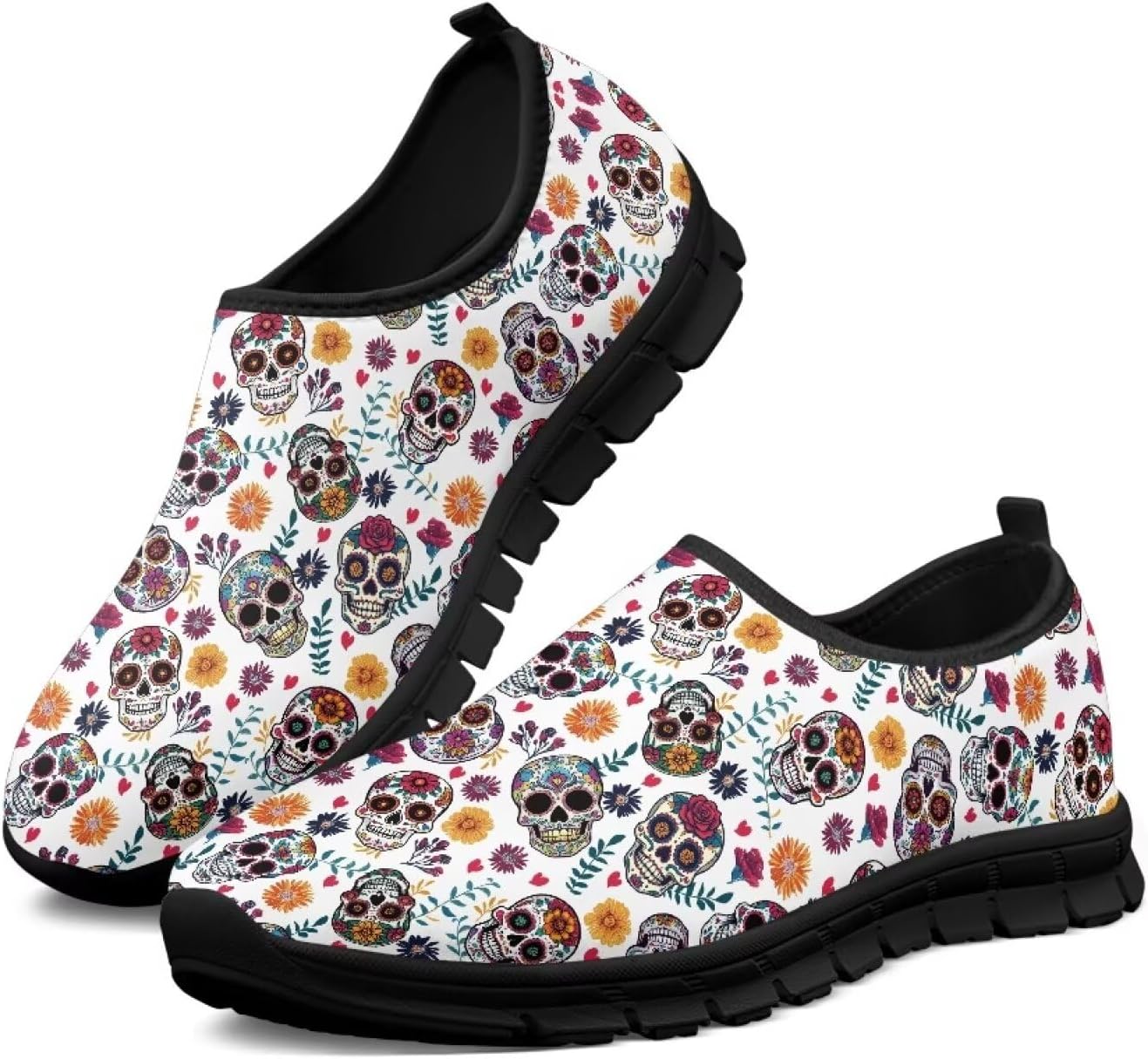 

Кроссовки для отдыха для мужчин, дышащие, легкие, с супинатором, против скольжения, лоферы для путешествий, кемпинга, спорта и бега, размеры США 5-14 Generic, Skulls Garden