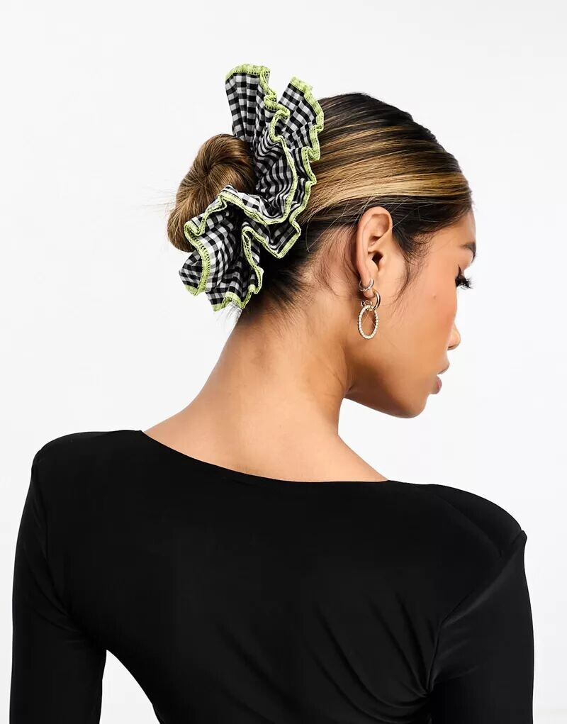

Черная многослойная резинка для волос в клетку Easilocks эксклюзивно для ASOS