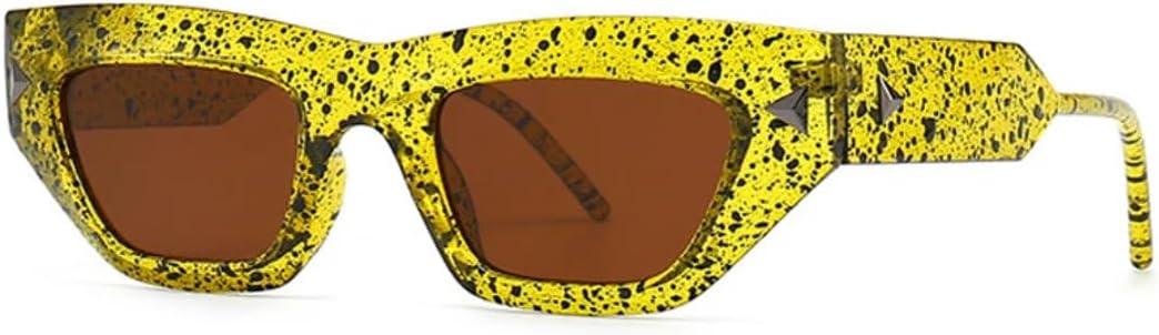 

Модные солнцезащитные очки «кошачий глаз» для женщин, роскошные солнцезащитные очки в винтажном стиле, очки конфетных цветов для мужчин, очки с заклепками и градиентом UUPTTPL, Yellow Tea