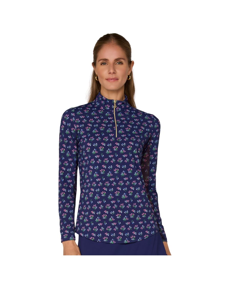 

Топ с длинными рукавами и воротником-стойкой от G Lifestyle G Lifestyle Clothing, Navy bouquet