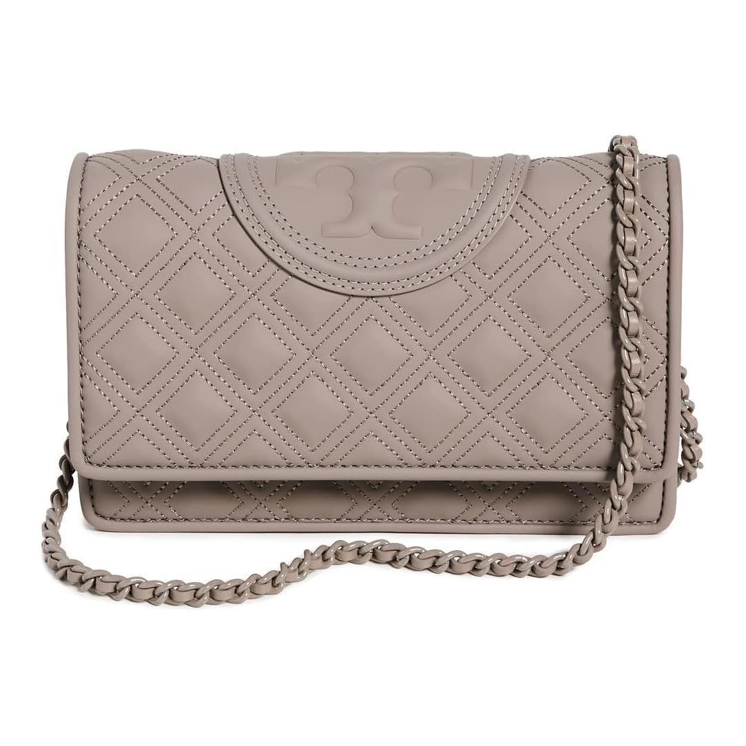 

Сумка-мессенджер Fleming из полиуретана, женская наплечная сумка через плечо серого цвета TORY BURCH