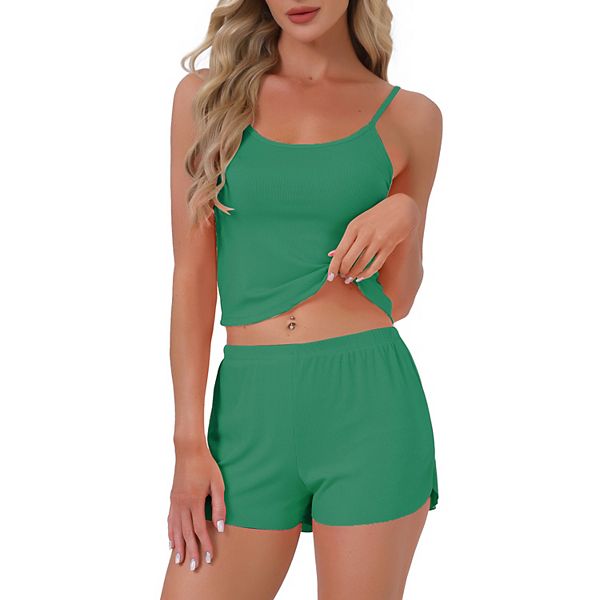 

Женский пижамный комплект: топ с квадратным вырезом и шорты Inspire Chic, Green