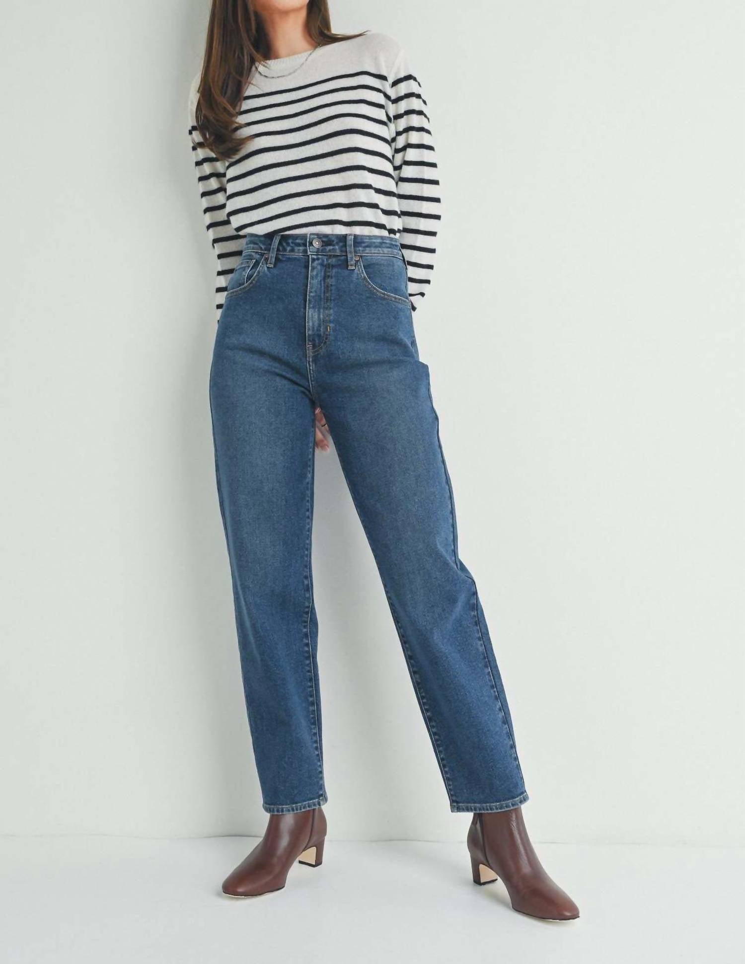 

Высокие зауженные джинсы в темной стирке JUST BLACK DENIM, Dark Wash