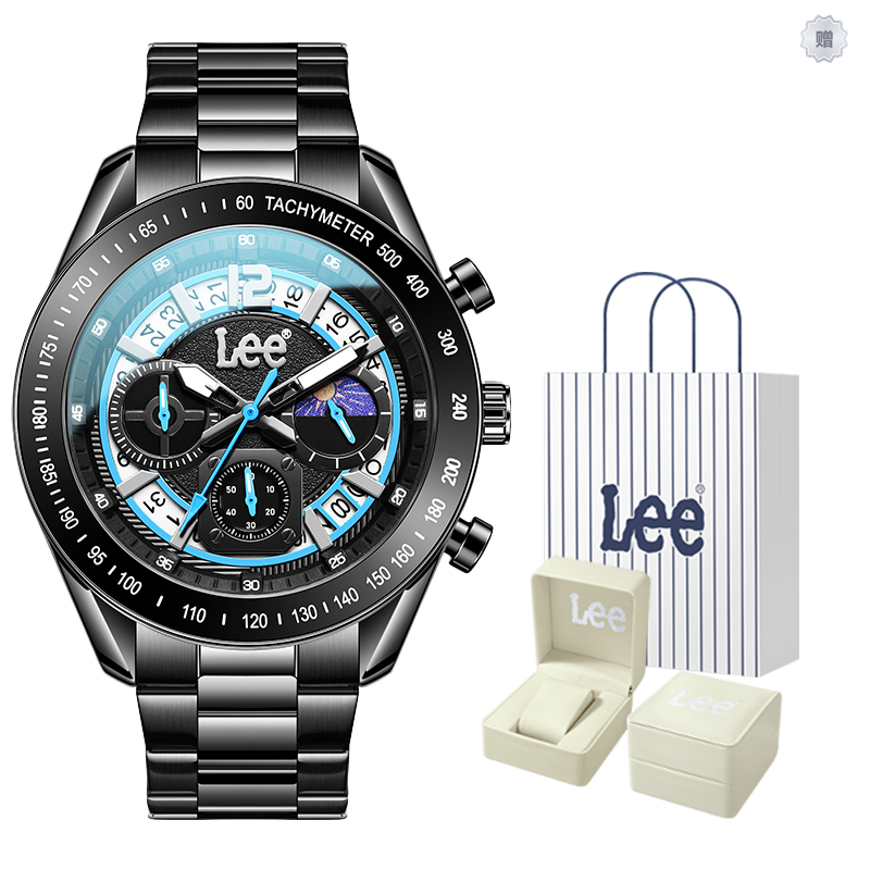 

Lee Часы Wrist Watch Quartz Movement Steel Strap 42 Black Dial Men's Watch Node Holiday Classic