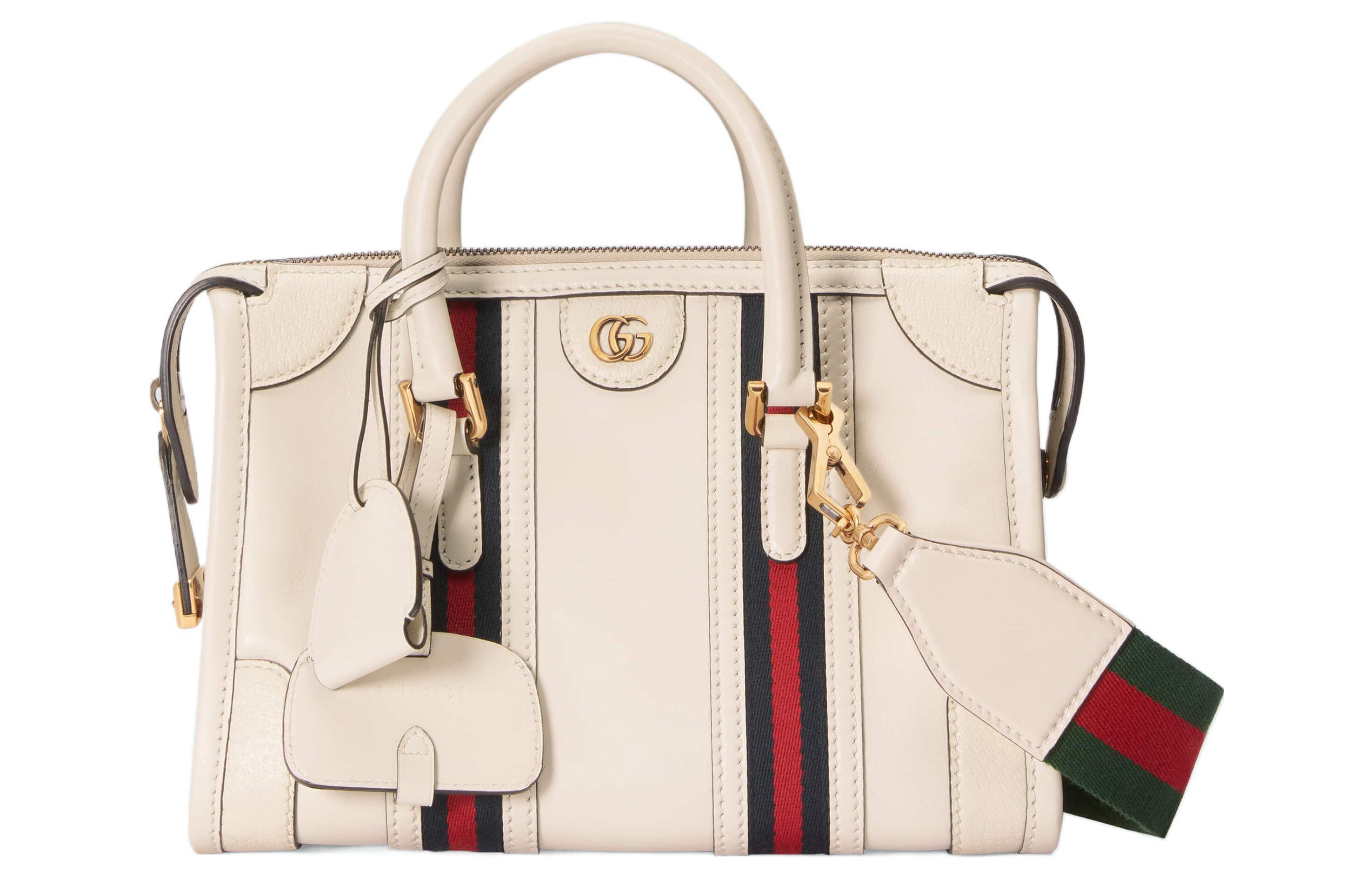

GUCCI Кожаная дорожная сумка через плечо кроссбоди клатч женская белая
