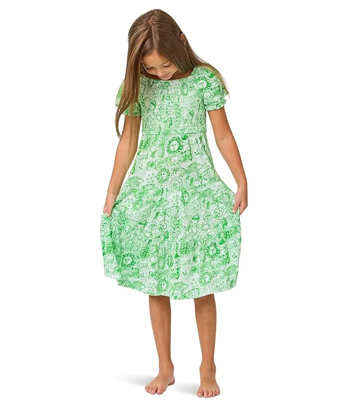 Платье мини с рукавами модель Mini Jilly Lilly Pulitzer Kids, Resort White — фото 2