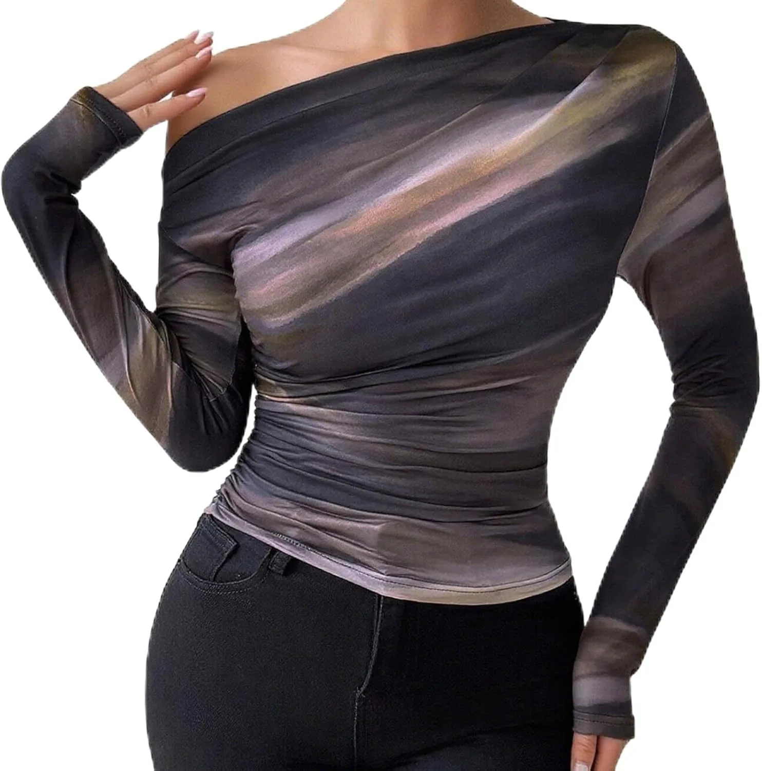 

Женская блузка с асимметричным кроем и длинными рукавами bawilom