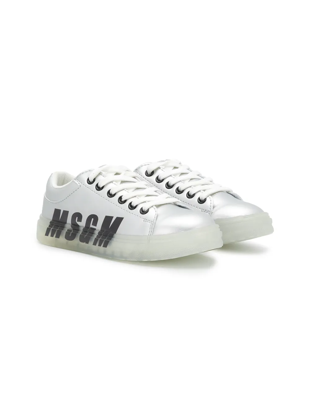 

Кроссовки с логотипом и шнуровкой MSGM Kids, серебряный