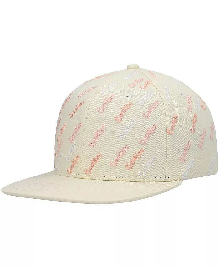 

Мужская кремовая кепка Snapback с тройным лучом и сплошным принтом Cookies