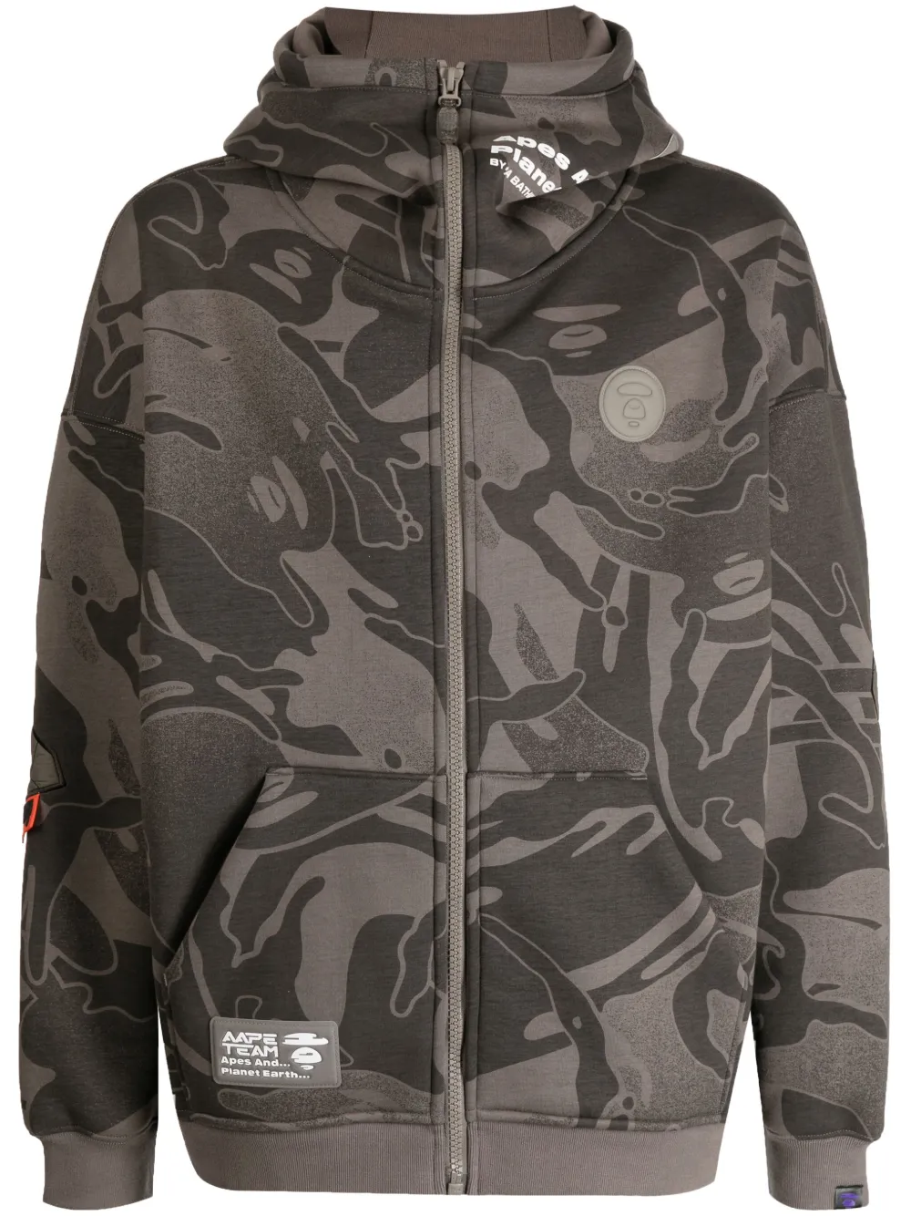 

Худи на молнии с камуфляжным принтом AAPE BY *A BATHING APE, зеленый