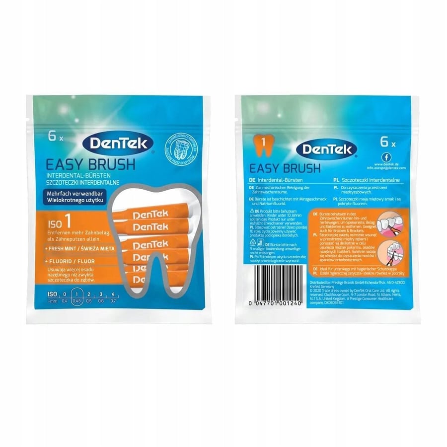 

DENTEK Easy Brush ISO 1, межзубные ершики 6 шт.