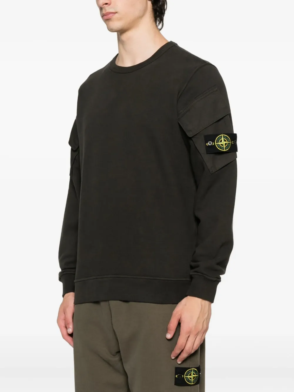 Толстовка с круглым вырезом и карманом Stone Island, серый — фото 3