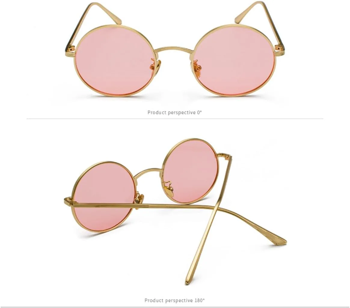 

Винтажные круглые металлические солнцезащитные очки для женщин и мужчин. Классические винтажные ретро-очки с защитой от УФ-излучения UV400 WDZAYXC, Gold/Pink