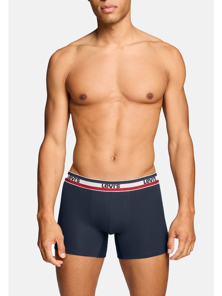 Levi´s Боксерские шорты LEVIS MEN REPEAT SPW LOGO BOXER BRIEF 4P в темно-синем/сером меланже — фото 4