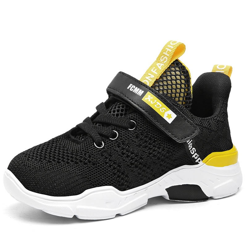 

Износостойкие дышащие низкие повседневные кроссовки для детей FCMM, черный/желтый