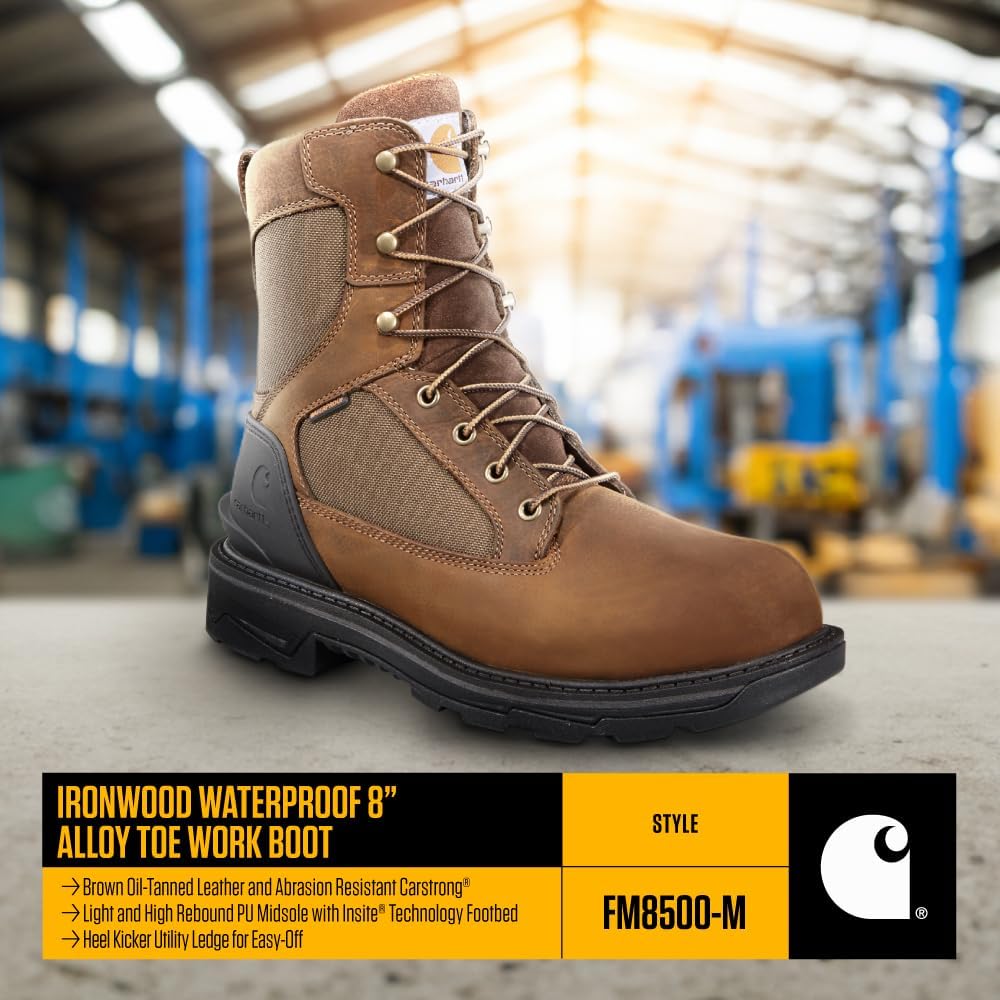 Carhartt мужские рабочие ботинки Ironwood Waterproof 8" Alloy Toe, Brown — фото 4