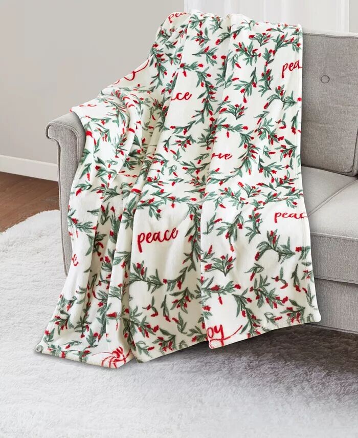 

Уютное плюшевое плед с принтом, 50 x 70 дюймов Premier Comfort, белый