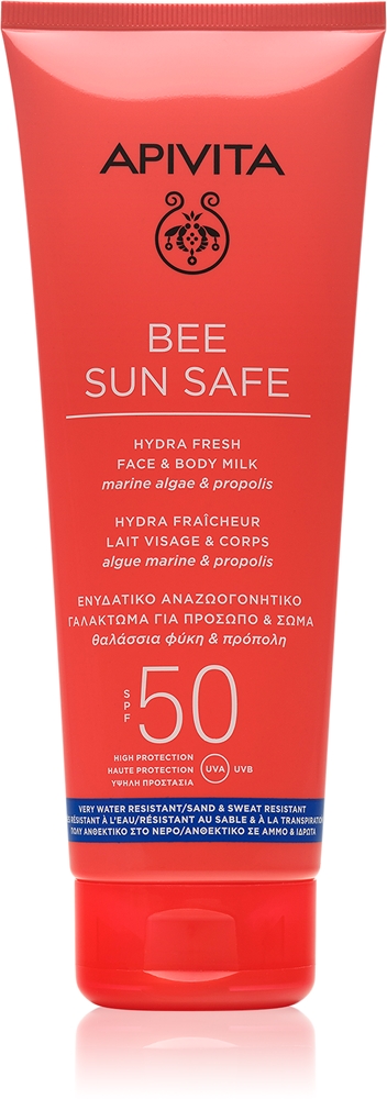 

Солнцезащитный лосьон Bee Sun Safe Hydra Fresh Milk SPF 50 для лица и тела SPF 50 Apivita, 200 мл