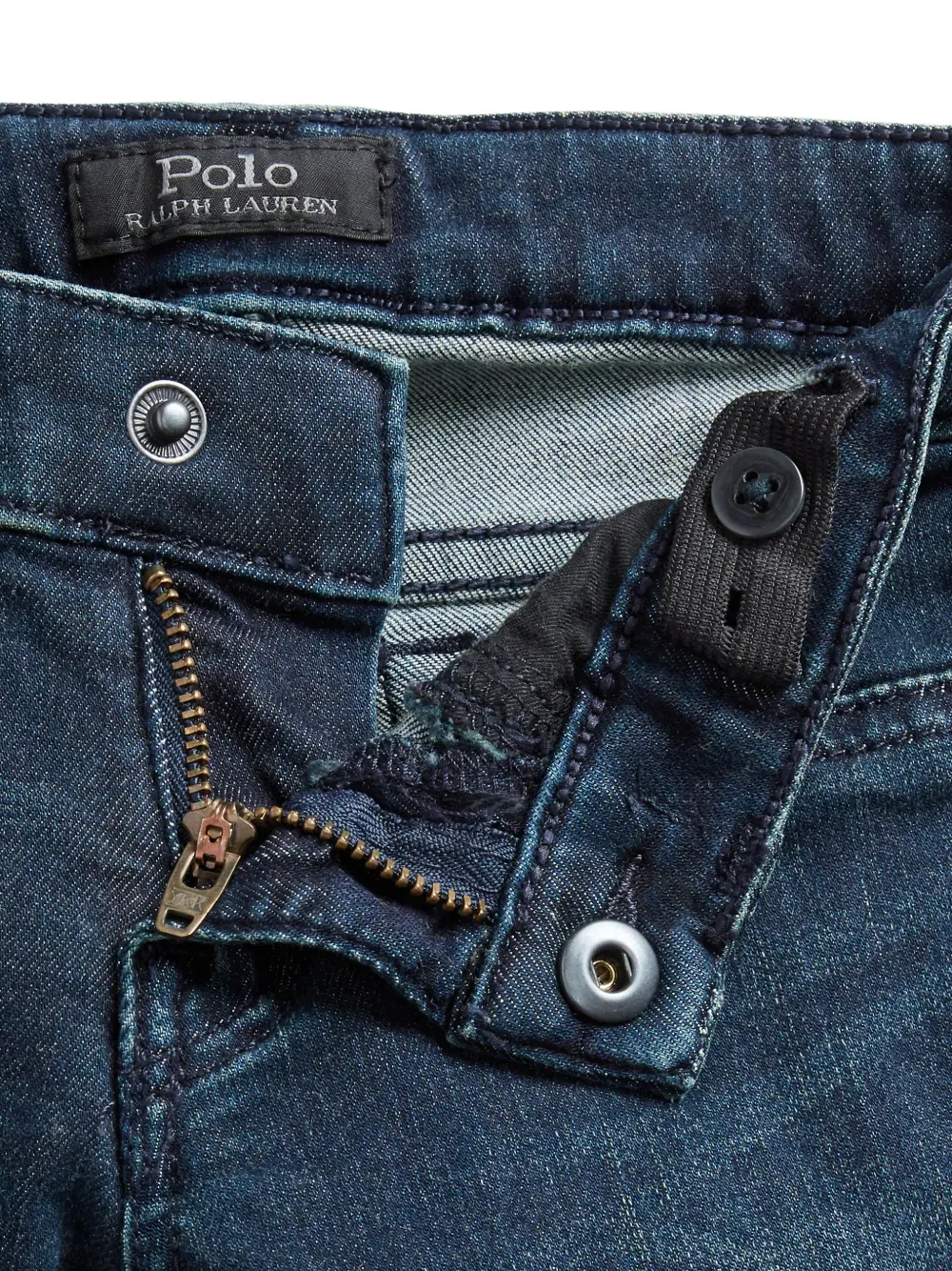 Узкие джинсы с эффектом потертости Polo Ralph Lauren Kids, синий — фото 3